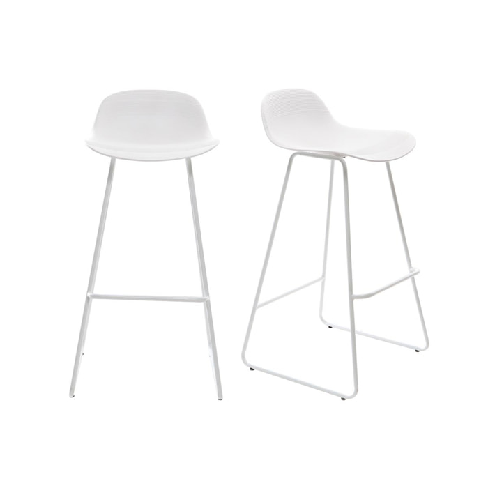 Tabourets de bar design blancs H70 cm (lot de 2) ELLA