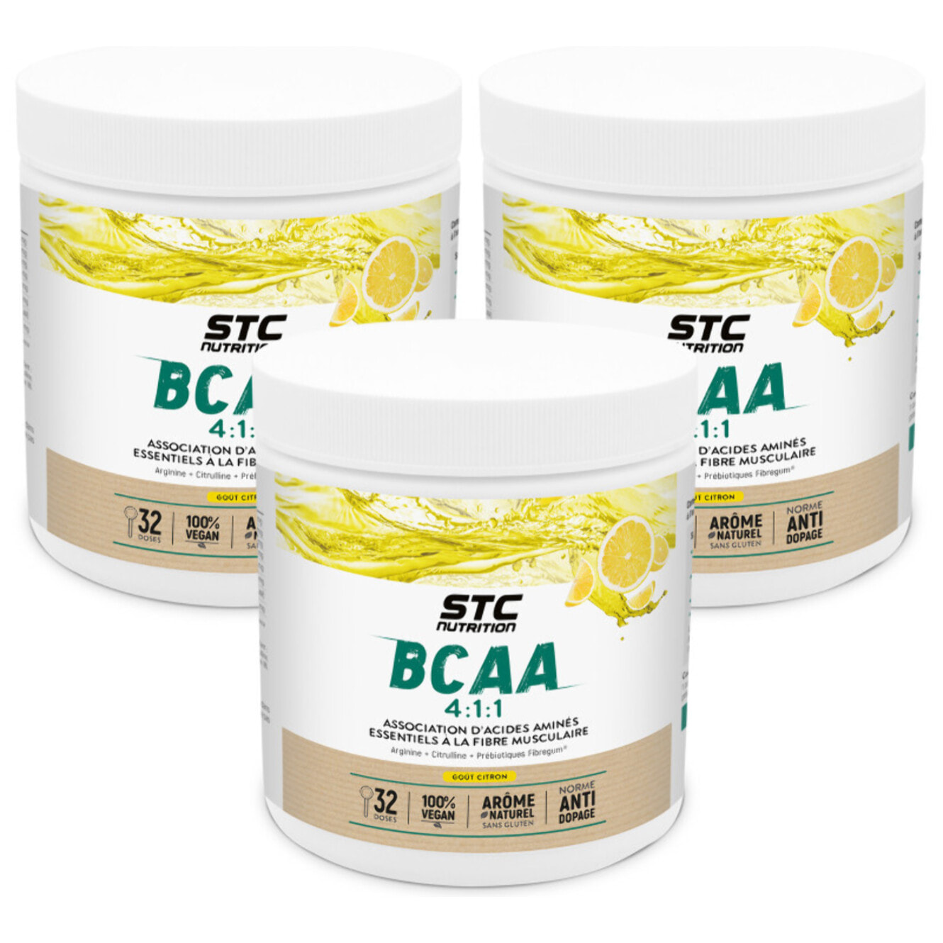 STC NUTRITION - BCAA 4 : 1 : 1 - Favorise un meilleur développement musculaire & une meilleure récupération - Résistance à la fatigue - Ratio optimal Leucine, Valine, Isoleucine - Lot de 3