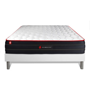 Ensemble - Matelas Hybride 26cm d'épaisseur - 7 zones de confort - Confort équilibré - Sommier tapissier en kit - 2 places