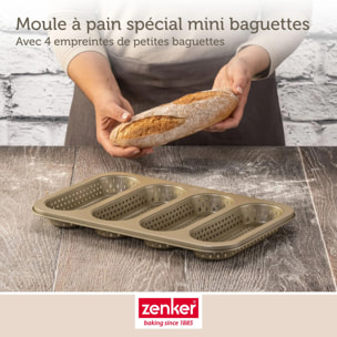 Moule à pain perforé 4 mini baguettes 33 x 22 cm Zenker Mojave Gold