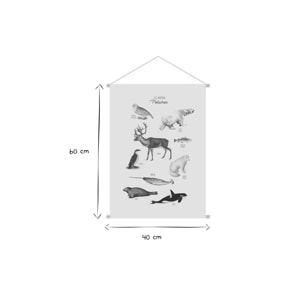 Kakemono enfant tableau en toile suspendue illustration animaux polaires L40 x H60 cm POLAR