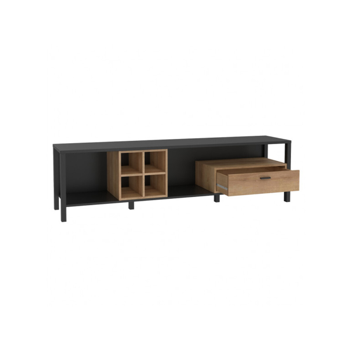 Meuble TV avec rangement en bois effet chêne - MIAMI