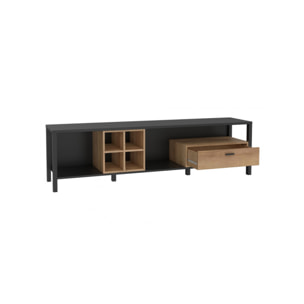 Meuble TV avec rangement en bois effet chêne - MIAMI