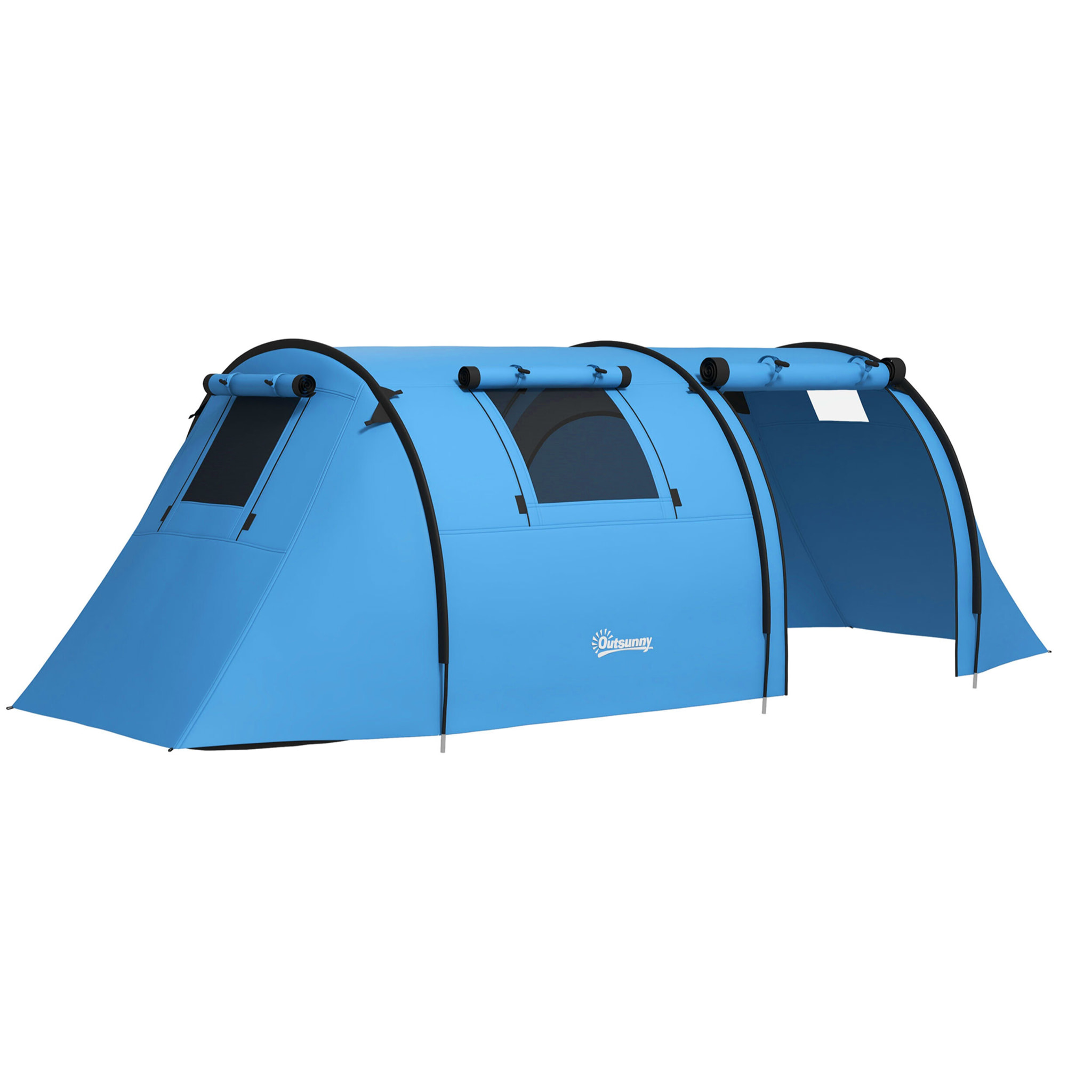 Tienda de Campaña Familiar para 3 Personas Tienda Camping Plegable Ligera con Puertas Ventallas Gancho Bolsa de Transporte Impermeable 3000 mm para Playa Senderismo 470x220x150cm Azul Celeste