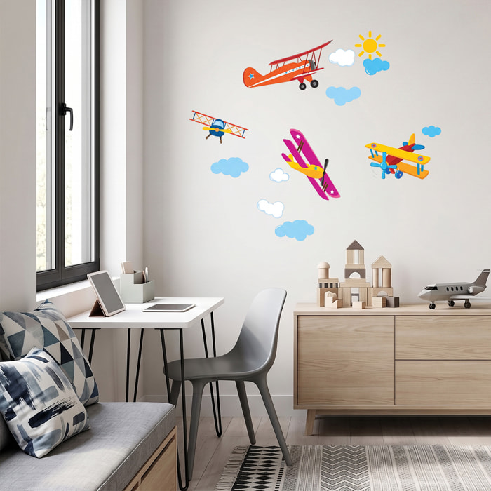 Stickers Muraux décoration adhésifs avions chambre enfant