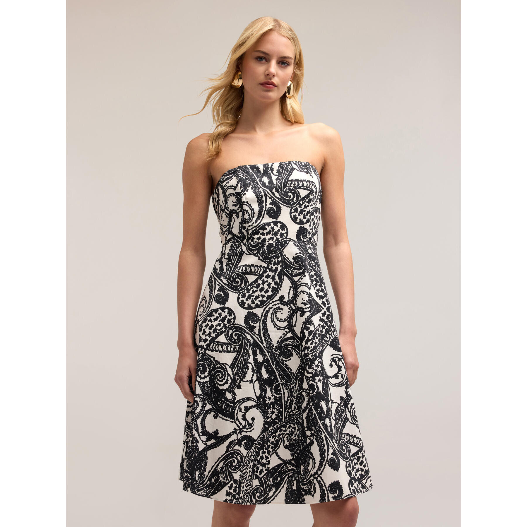 Motivi - Minivestido de algodón con estampado de cachemir - Negro