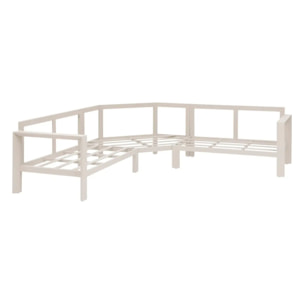 Salon d'angle de jardin "Évasion" argile & lin 5 places en oléfine et aluminium