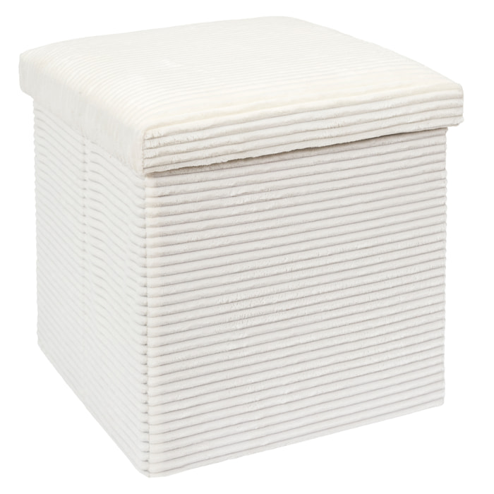Coffre Pouf Pliable Cotele Scott Beige
