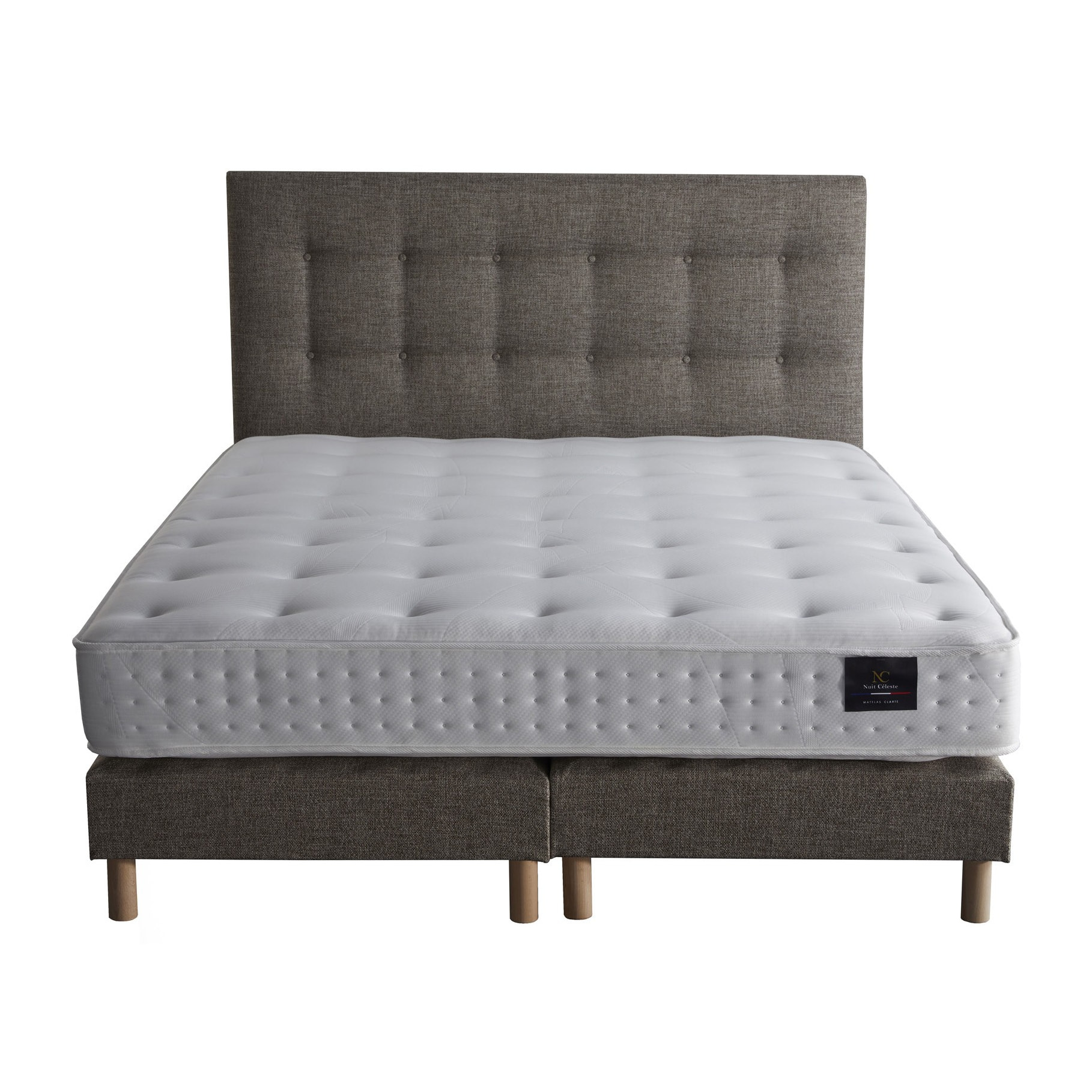 Ensemble Ciel + tête de lit capitonnée - Matelas mousse Orbis recyclé