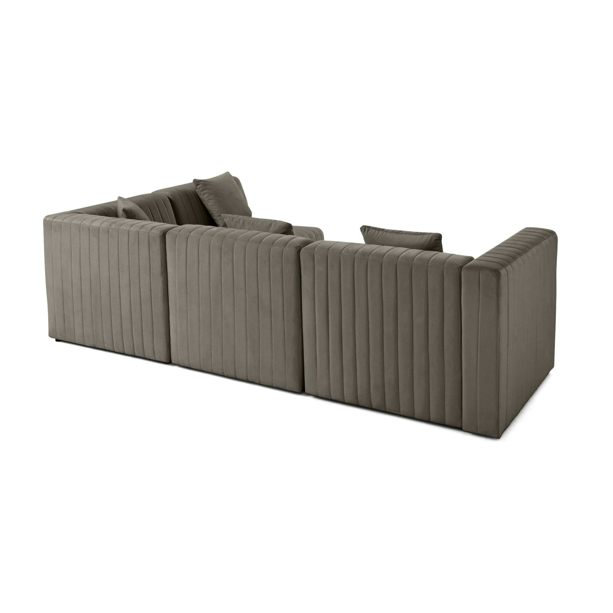 Nova - canapé modulable d'angle droit - 5 places - en velours - Gris