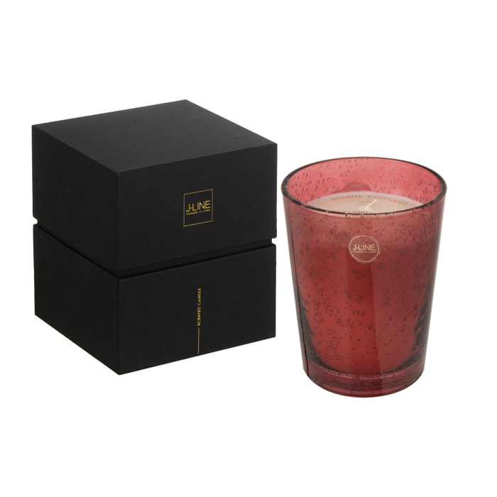 J-Line bougie parfumée Portofino - Rose Champagne - verre - bordeaux - small - 75H