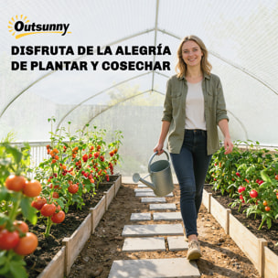 Invernadero de Exterior, 6x3x2 m, Invernadero de Túnel con 8 Ventanas, Cubierta de PE, Anti-UV y Puerta Enrollable con Cremallera, Paredes Laterales con Malla, para Cultivos, Plantas, Blanco