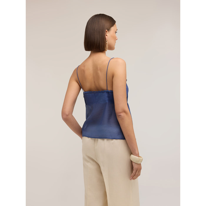 Motivi - Top de muselina con botones - Azul