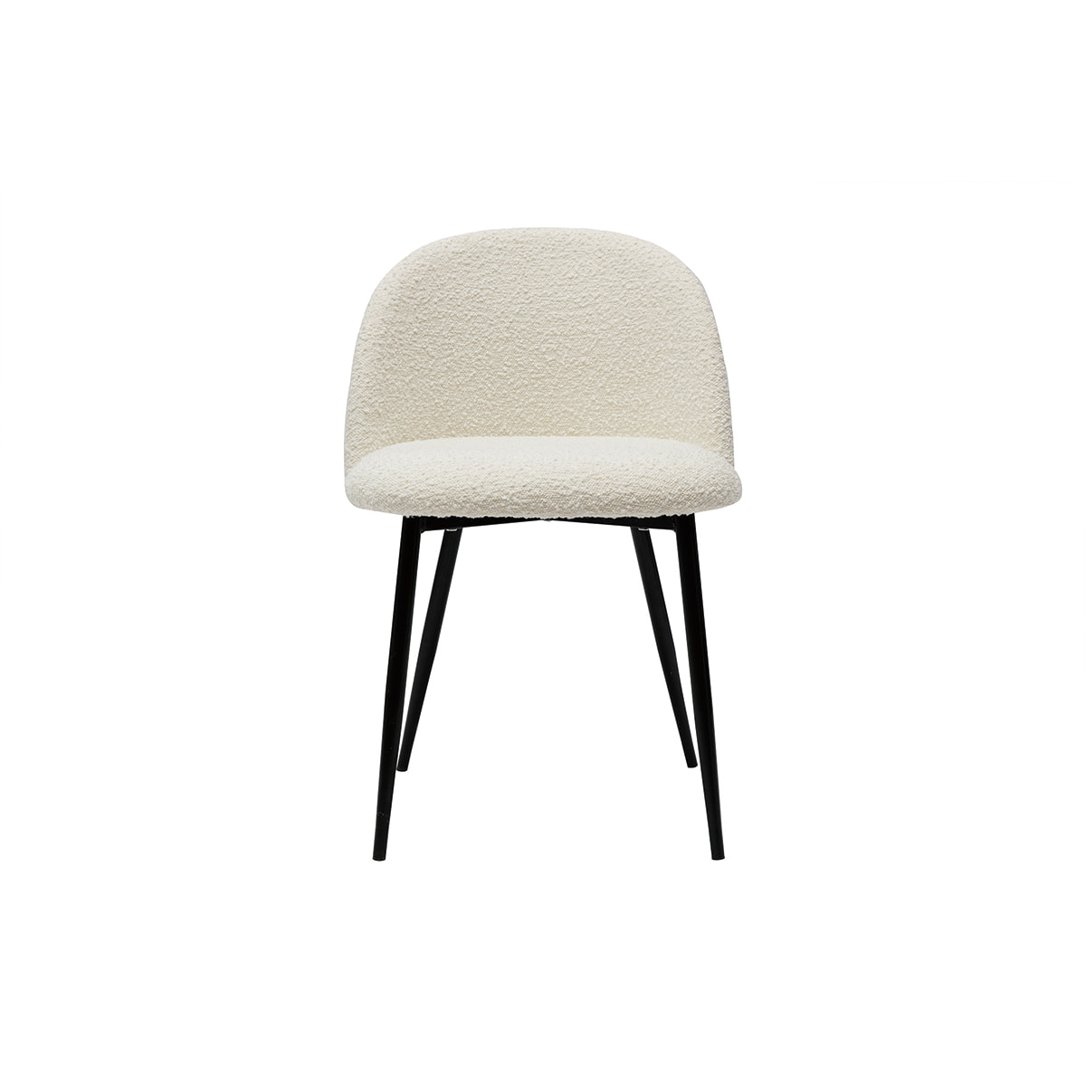 Chaises en tissu effet laine bouclée blanc cassé et métal noir (lot de 2) CELESTE