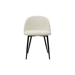 Chaises en tissu effet laine bouclée blanc cassé et métal noir (lot de 2) CELESTE