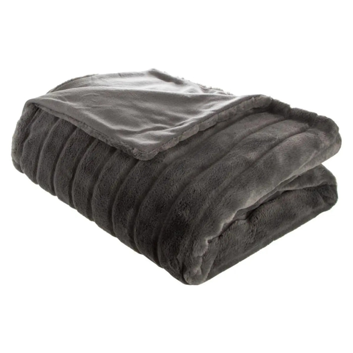 Plaid "Manoir" fausse fourrure gris ardoise 180x230cm