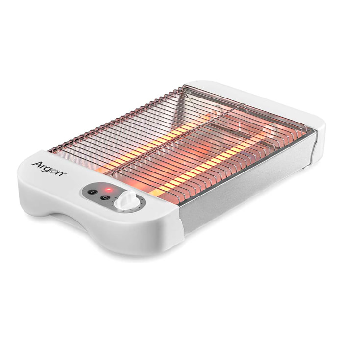 Tostador plano blanco con 600W, bandeja extraible recogemigas y 6 intensidades.