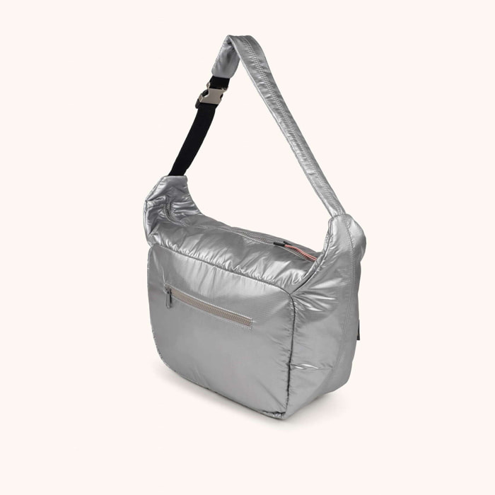 Bolso Hobo Minimalista en Poliamida Reciclada DEEP RECYCLED HOBO PLATA