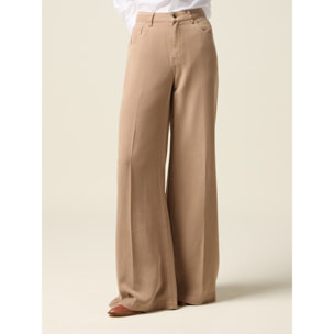 Oltre - Pantalones palazzo de tencel - Beige
