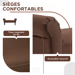 Banc banquette design contemporain accoudoirs courbés grand confort 102L x 31l x 51H cm chocolat