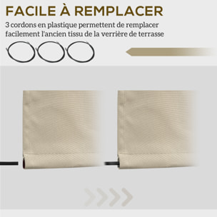 Toile de rechange store banne - lambrequin vagues douces - polyester haute densité 280 g/m² anti-UV dim. 2,82L x 2,4l (avancée) m beige