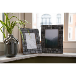 J-Line cadre photo Motif Carré - bois/corne - gris - small