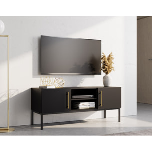 Felicia - meuble tv - noir - 2 portes et 2 niches - 120 cm - Noir