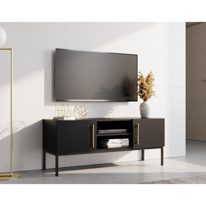 Felicia - meuble tv - noir - 2 portes et 2 niches - 120 cm - Noir