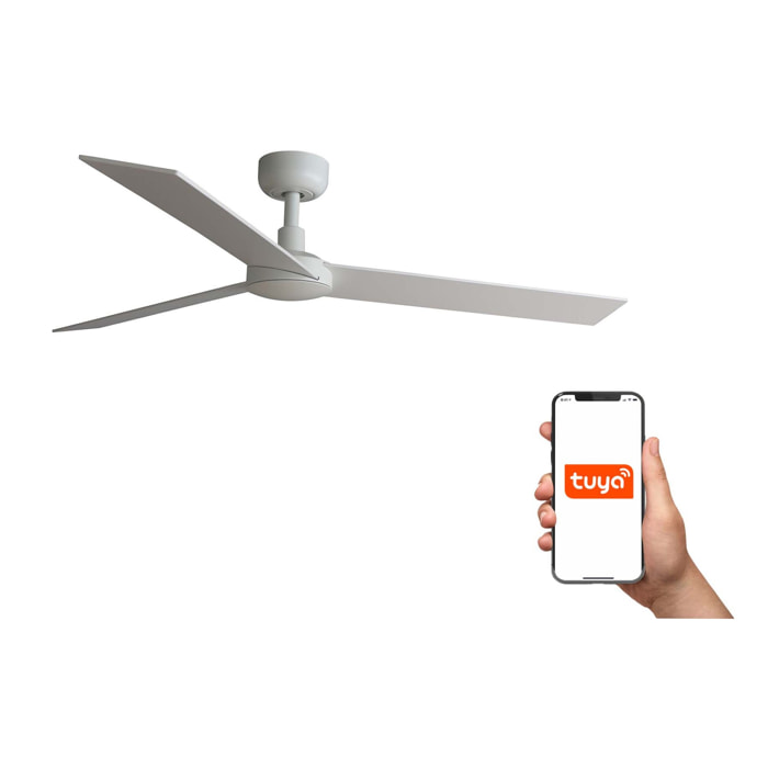 RUDDER L Ventilateur de plafond blanc/frêne TUYA