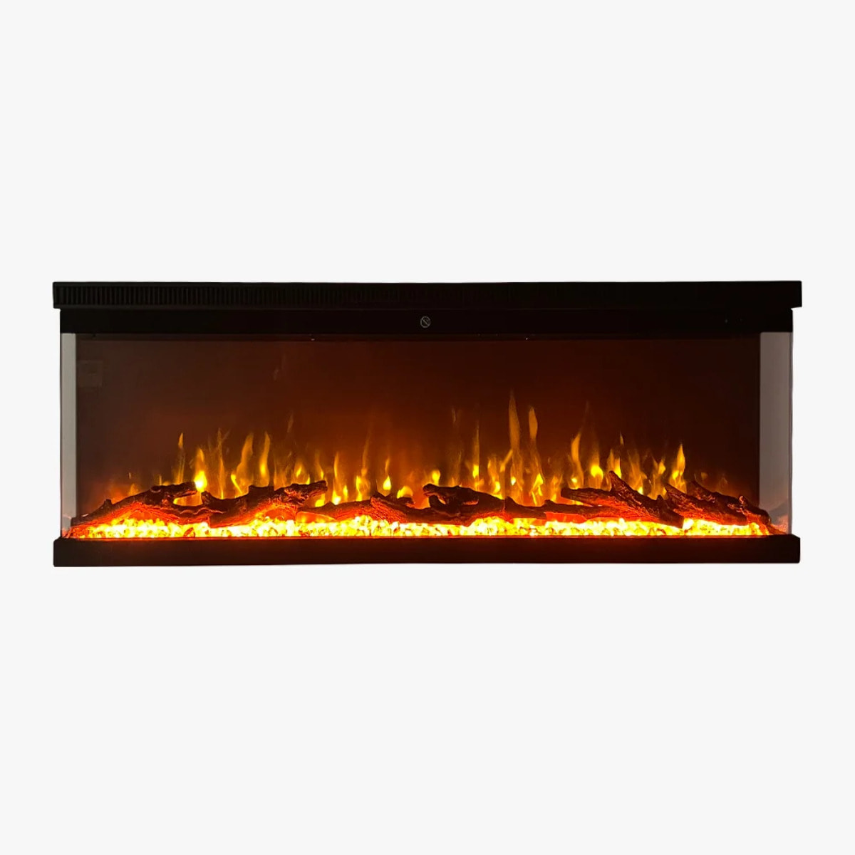 Boston 130 - Camino Elettrico 3 Lati da Parete a Incasso 127x43,9x20,1 cm in Acciaio Nero