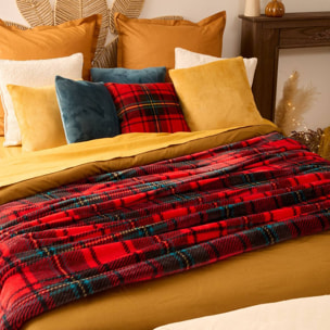 Plaid flanelle imprimé Brody rouge 230x180cm