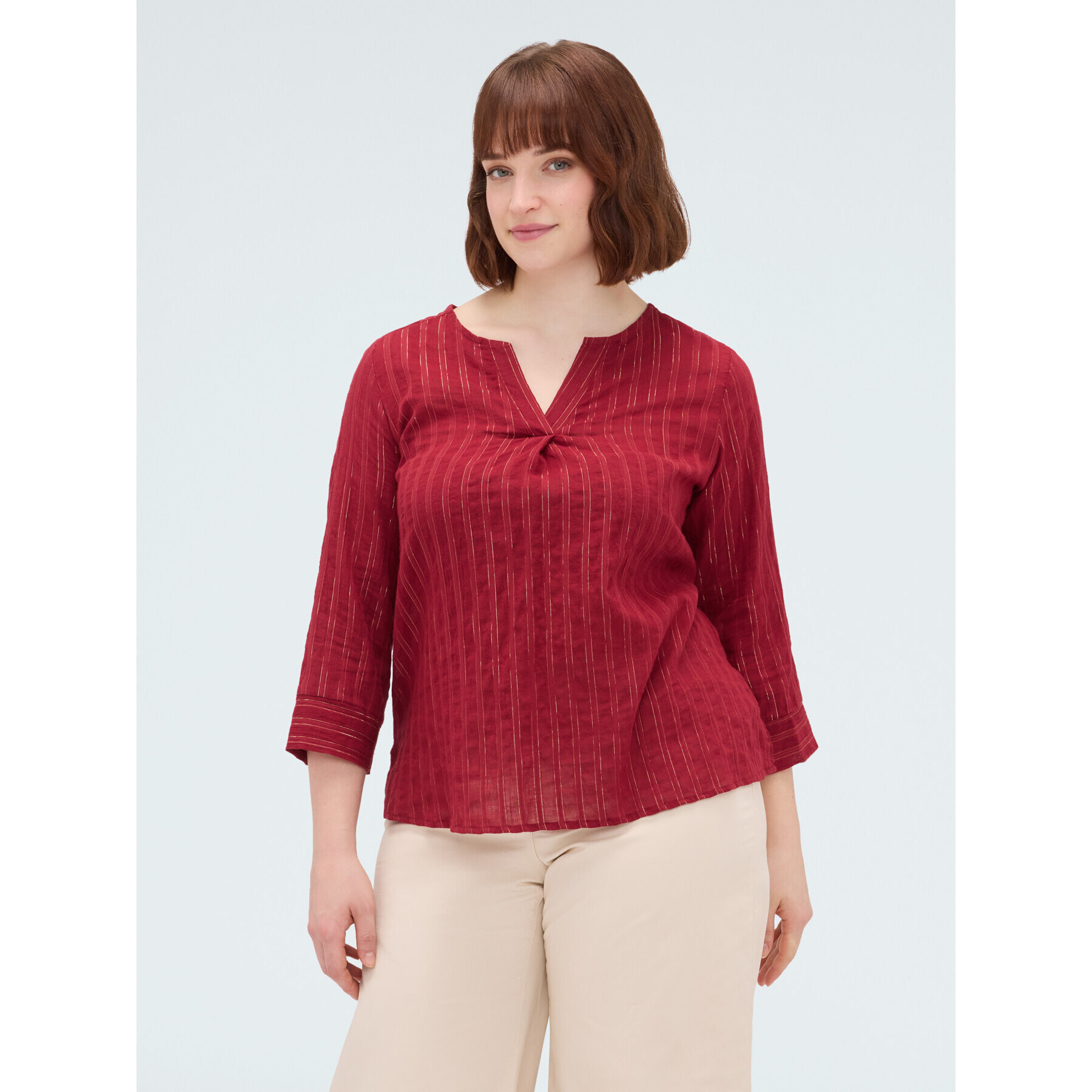 Fiorella Rubino - Blusa de rayas en algodón - Burgundy