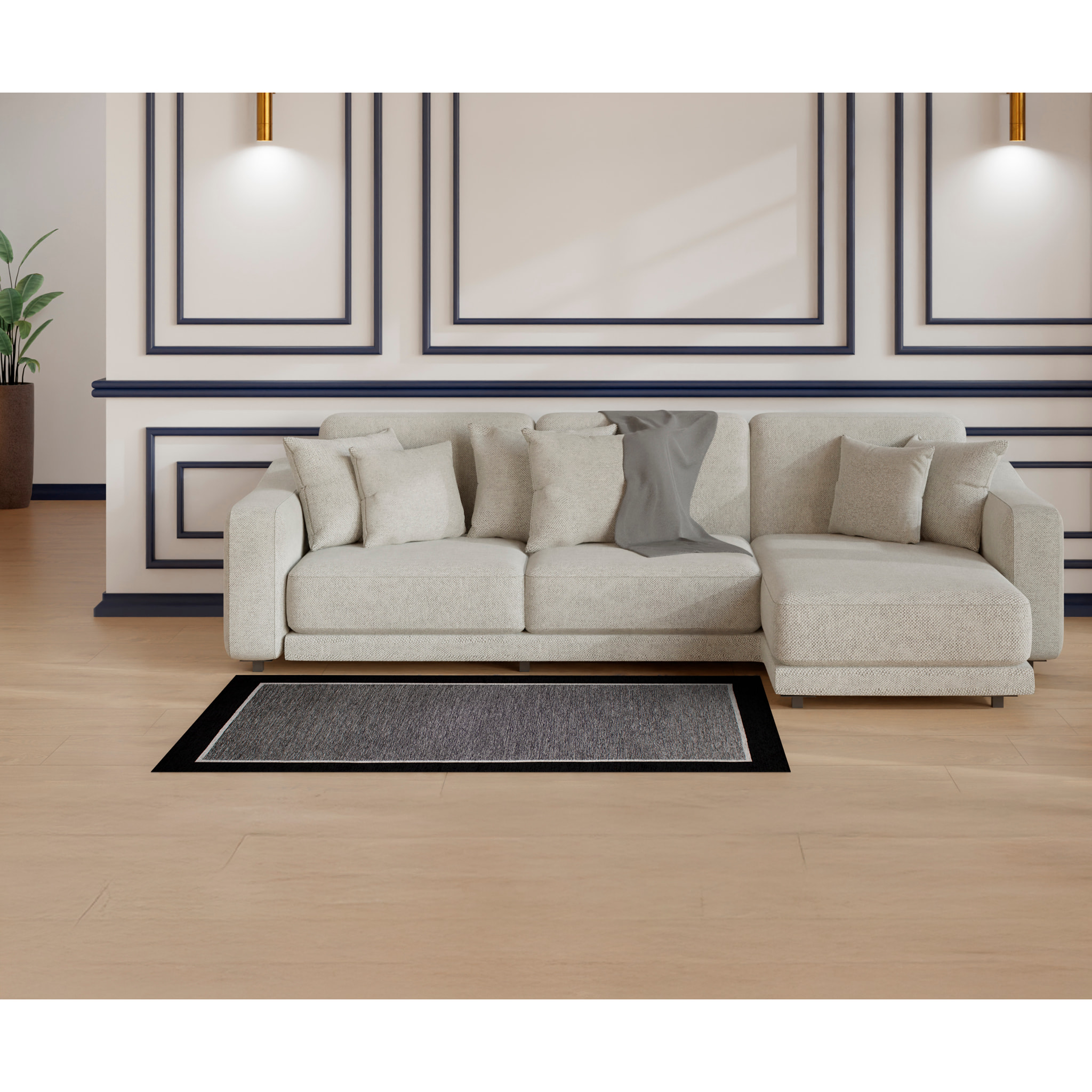 TAPPETO ARREDO ROMA NERO CHIARO CON FONDO ANTISCIVOLO