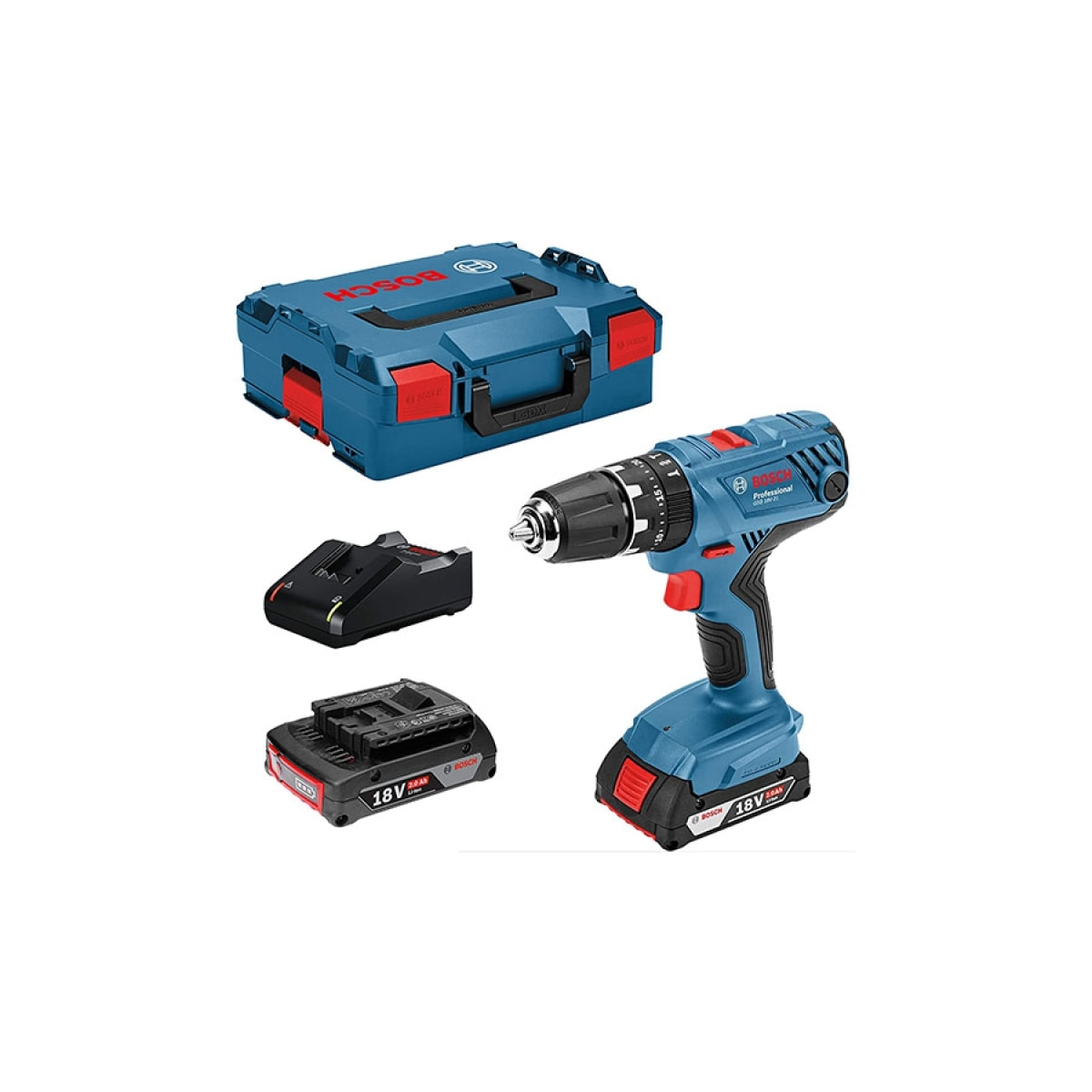 Perceuse Visseuse GSR 18V-21 - BOSCH - avec 2 batteries 18V 2,0Ah - chargeur -L-Boxx - 06019H1008