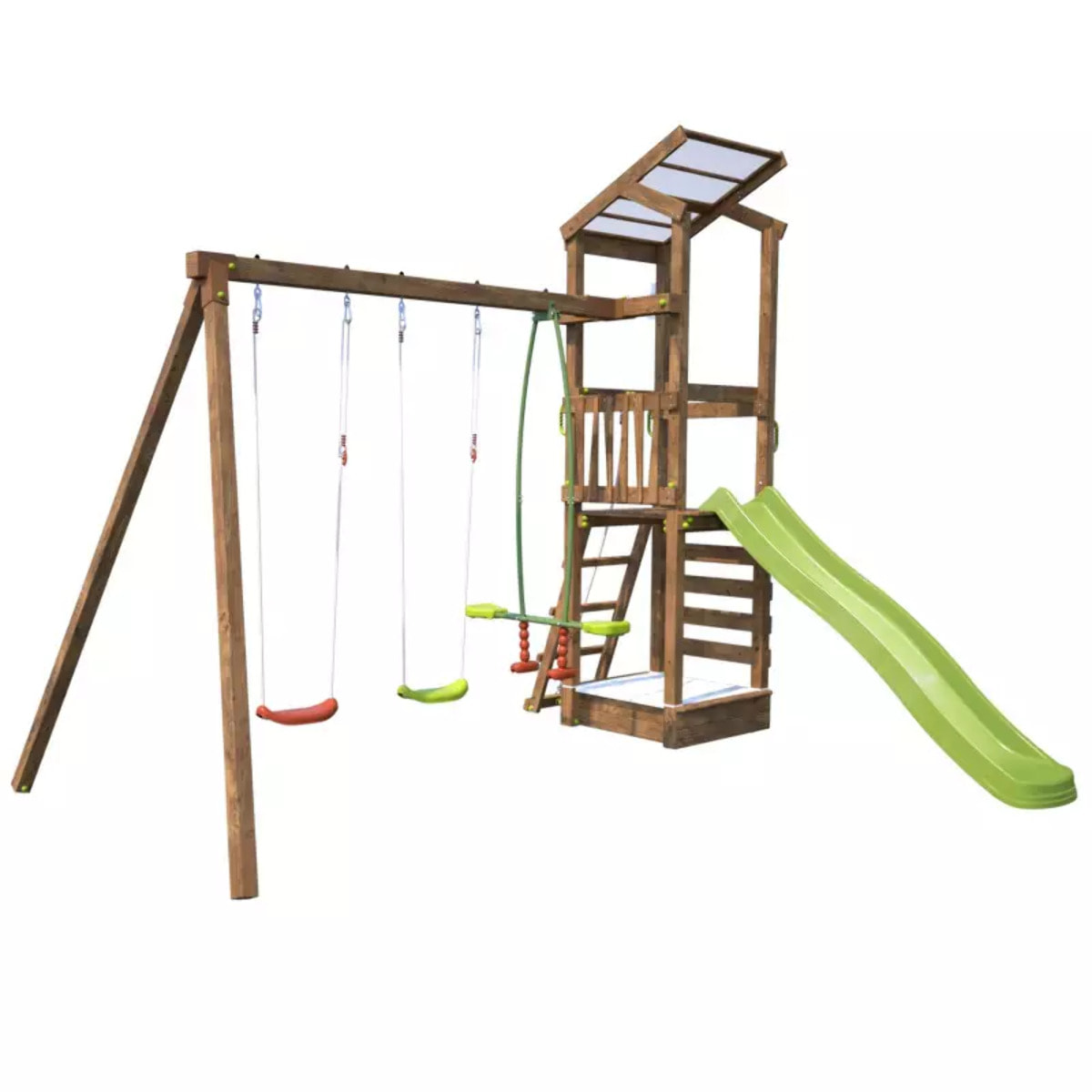 Aire de jeux avec mur d'escalade et portique - HAPPY Swing & Climbing 120