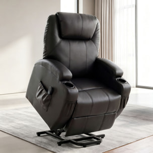 Fauteuil releveur électrique inclinable repose-pied relevable télécommande noir
