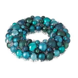 J-Line couronne boules de Noël - PS - bleu/vert foncé