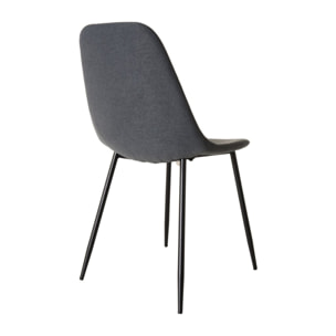 TOM - Lot de 2 chaises tissu anthracite pieds métal noir