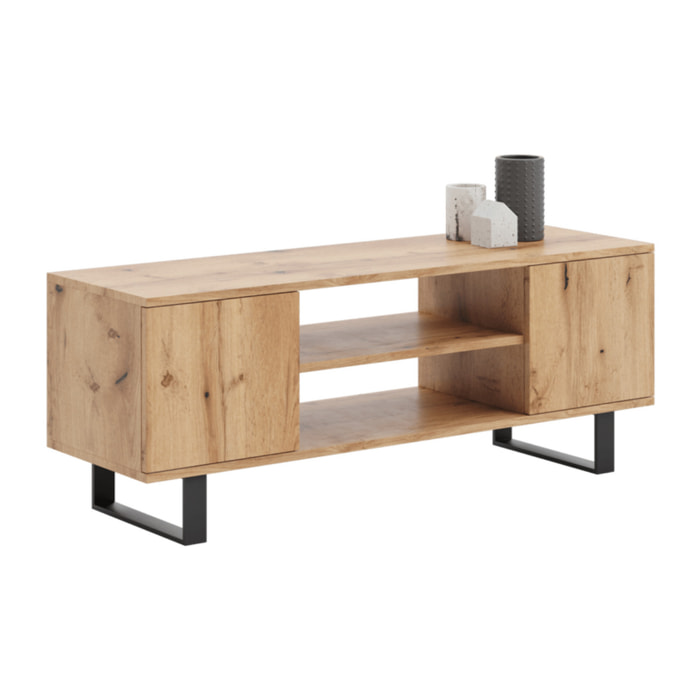 Mobile porta TV Focus in rovere e metallo nero