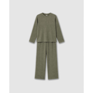 Pijama canalé raya ancha verde cacería