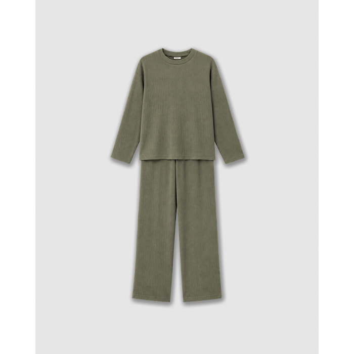 Pijama canalé raya ancha verde cacería