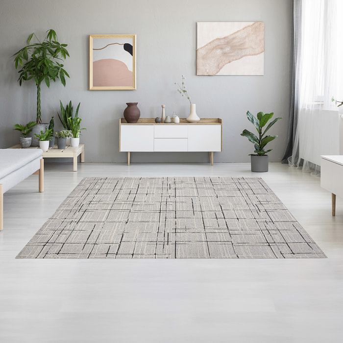 TAPPETO ARREDO GRAFFIATO VERDE CENERE CON FONDO ANTISCIVOLO