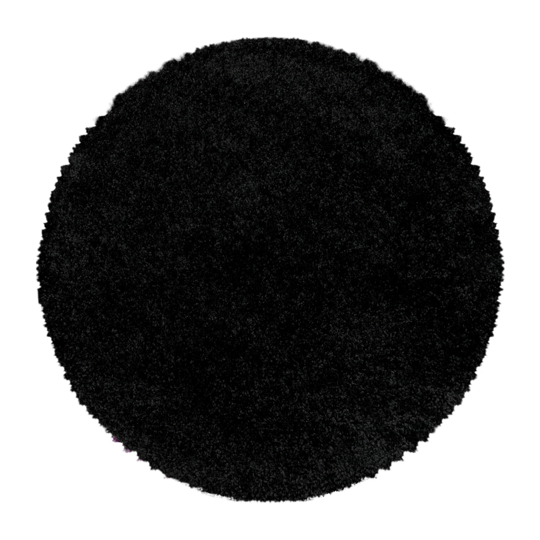 SYDNEY - Tapis shaggy uni rond à poils longs noir - SYD3000NOI