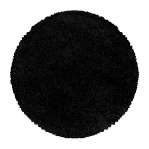 SYDNEY - Tapis shaggy uni rond à poils longs noir - SYD3000NOI