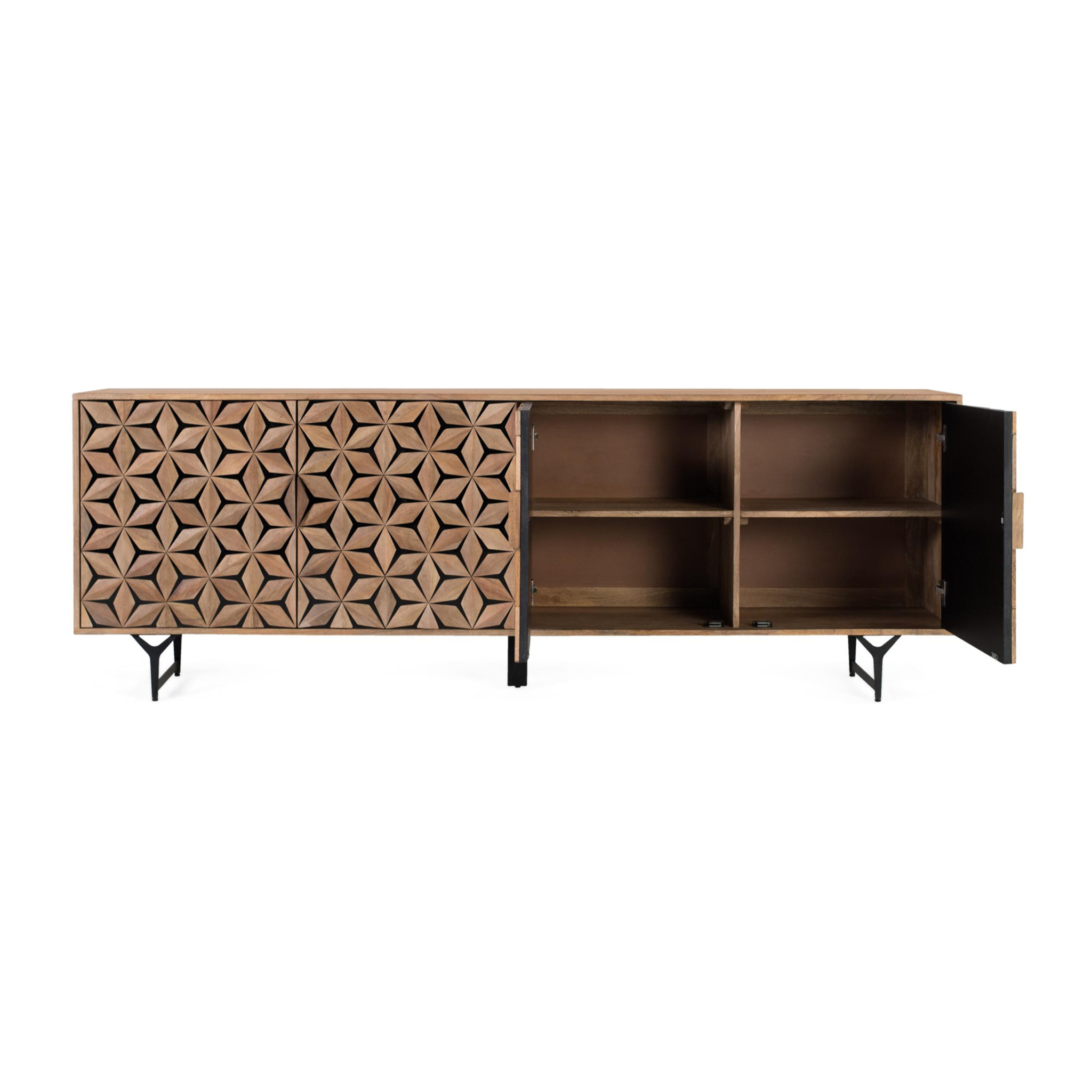 Aparador de Madera de Mango Estilo Contemporáneo Geométrico