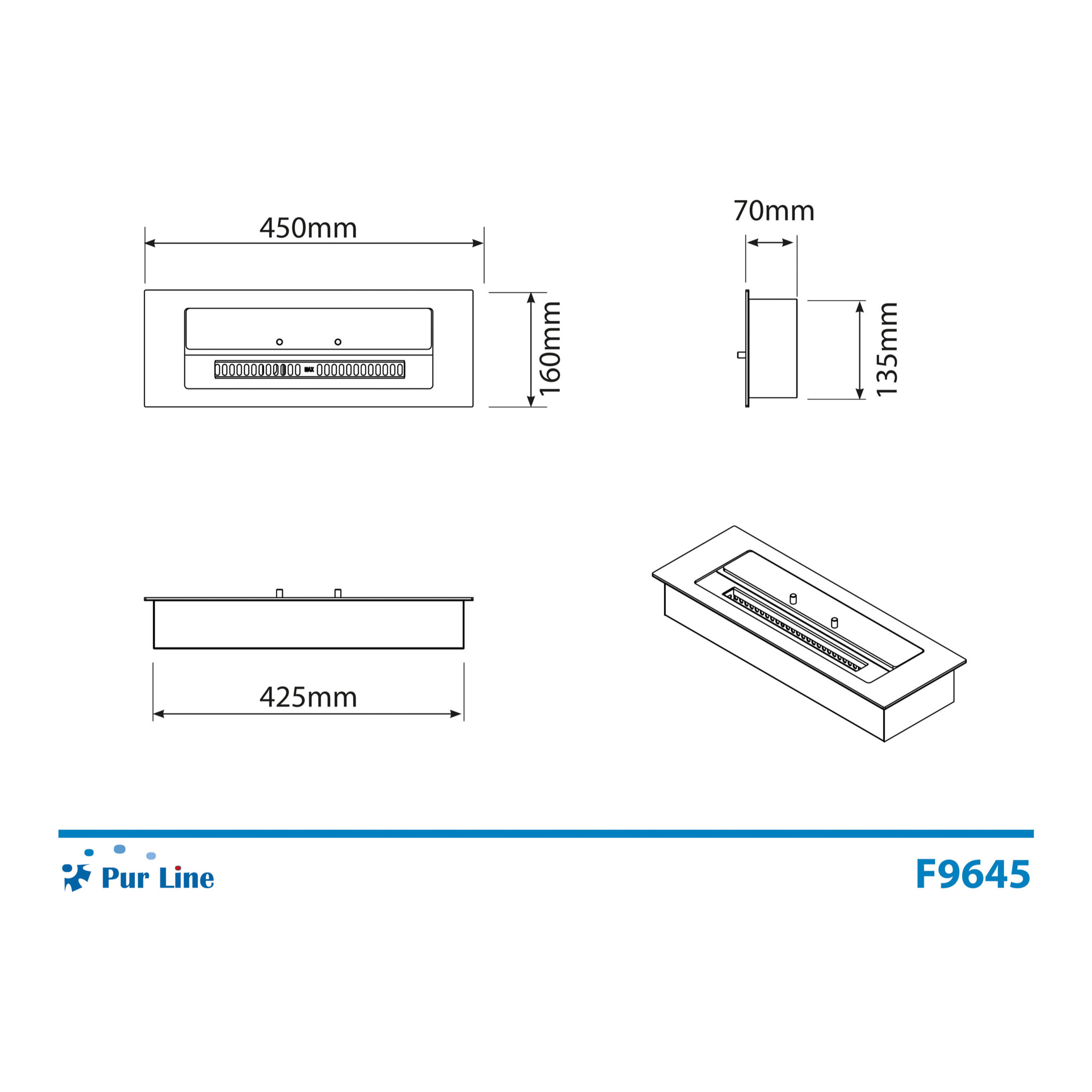 Bloque de combustión tamaño medio con fibra cerámica y regulador de llama F9645 PURLINE 3000 W