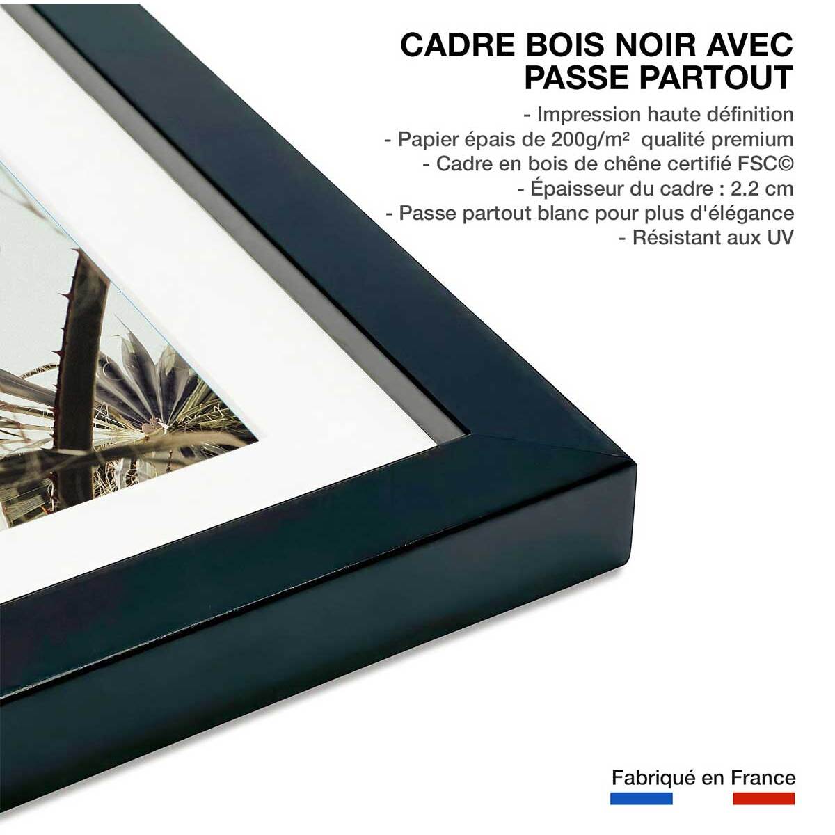 Poster cœur de palmier Affiche + cadre en bois - Noir