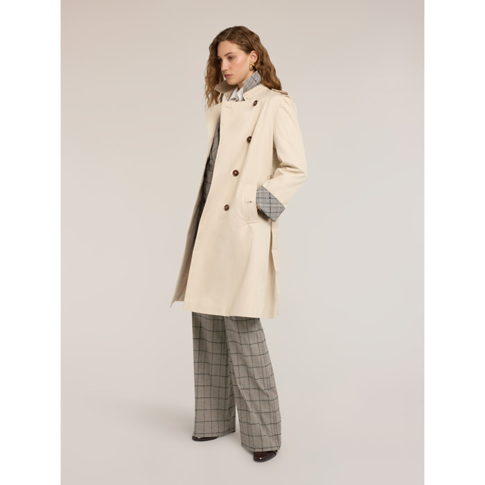 Motivi - Trench con cinturón de doble botonadura mezcla de algodón - Beige