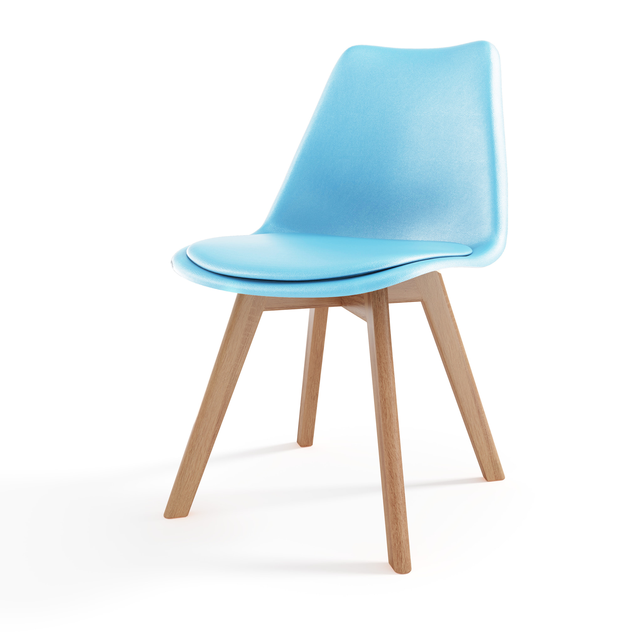 Set Di 4 Sedie Per Sala Da Pranzo Ufficio Con Gambe In Faggio Legno Massello Massiccio Stile Nordico Scandinavo Seduta Imbottita Soggiorno Sala Blu