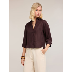 Motivi - Camicia boxy in lino - Bordeaux